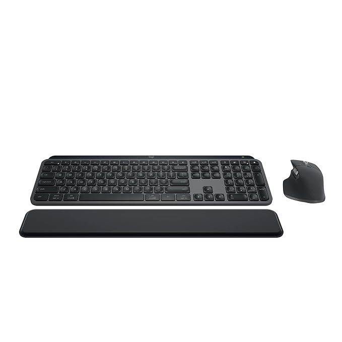 Logitech MX Keys S Combo- Performance Wireless Keyboard and Mouse with Palm Rest, Customisable Illumination, Fast Scrolling, Bluetooth, USB C, for Windows, Linux, Chrome