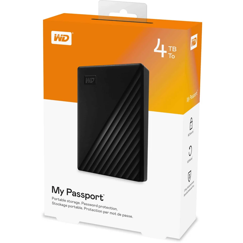 Western Digital WD 4TB My Passport Portable Hard Disk Drive,Compatible with Windows and Mac, External HDD-Black