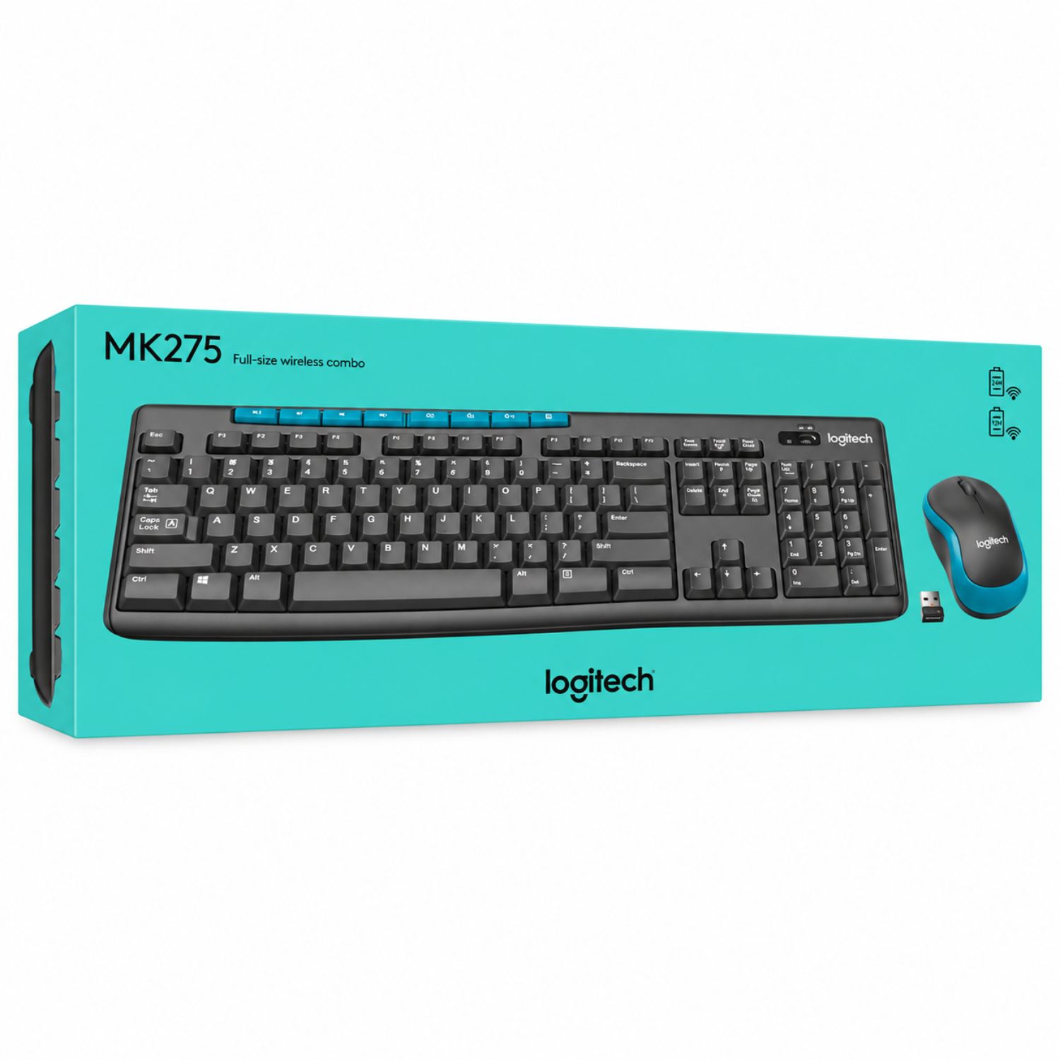 Logitech MK275 Wireless Keyboard and Mouse Combo for Windows, 2.4 GHz Wireless, Compact Wireless Mouse, 8 Multimedia & Shortcut Keys, 2-Year Battery Life, PC/Laptop - Black