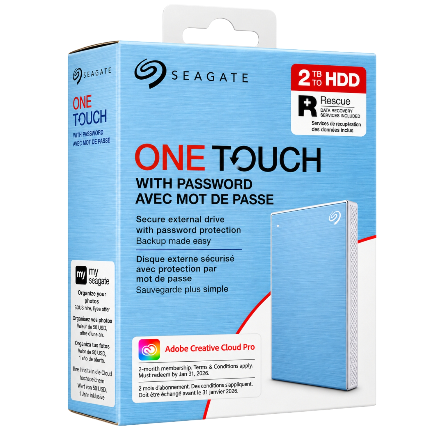 Seagate One Touch 2TB 2.5 Inch External Hard Disk (Light Blue)