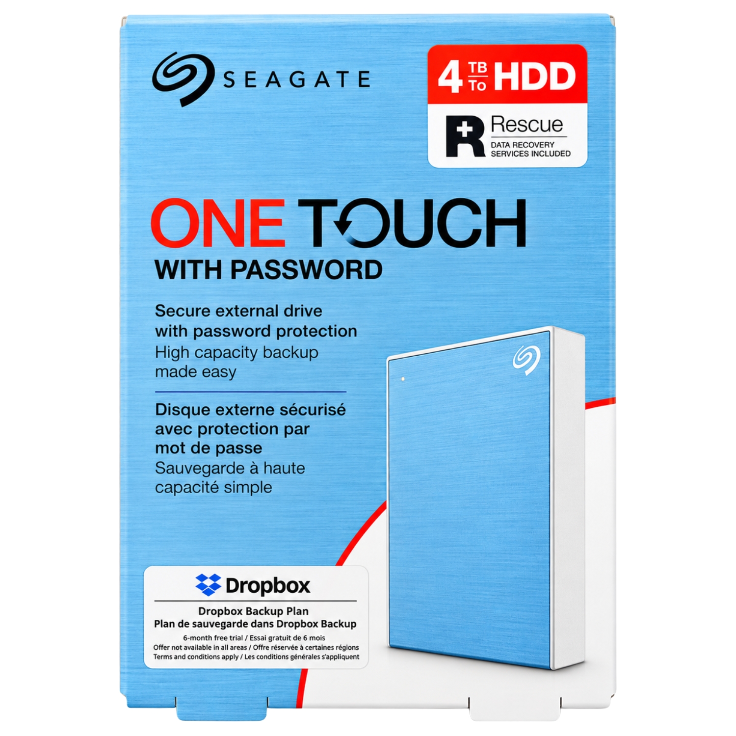 Seagate External USB Hard Disk One Touch 4TB (Light Blue)