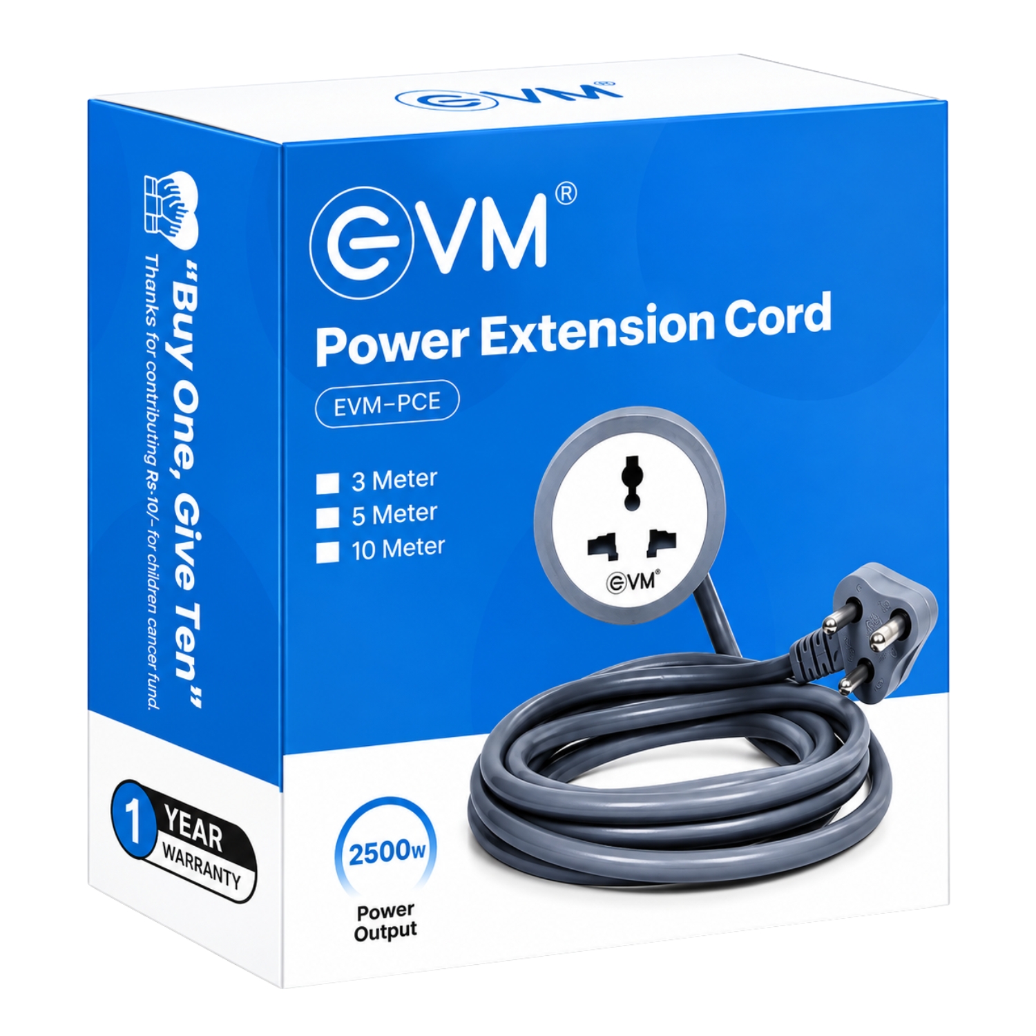 EVM Power Cable Extension Cord 10m Output 2500w