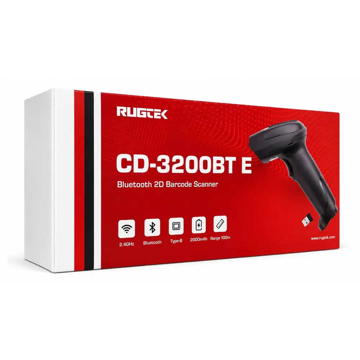RUGTEK Wireless Barcode Scanner 2D CD3200-BT E
