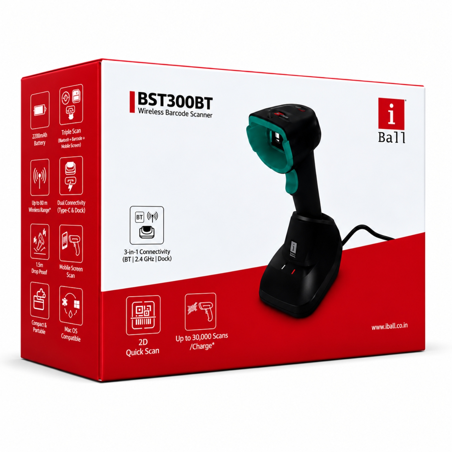 iBall Omni25 BST300BT 2D Bluetooth Wireless Barcode Scanner