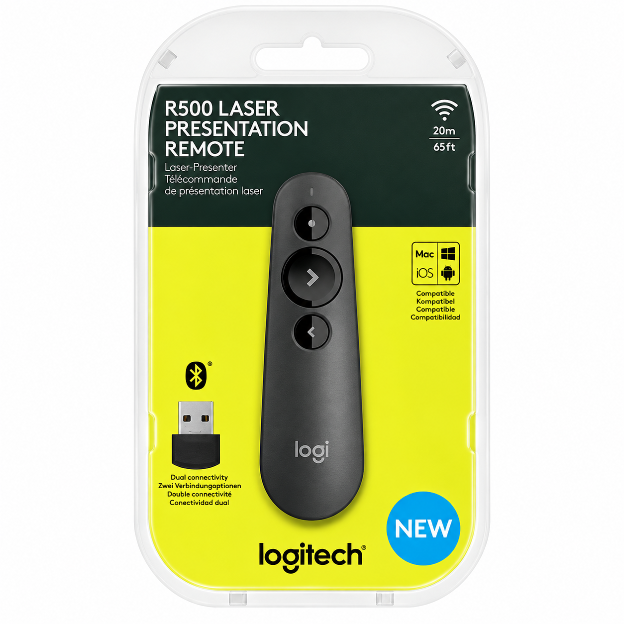 Logitech R500s Wireless Laser Presentation Remote with Bluetooth & USB Receiver