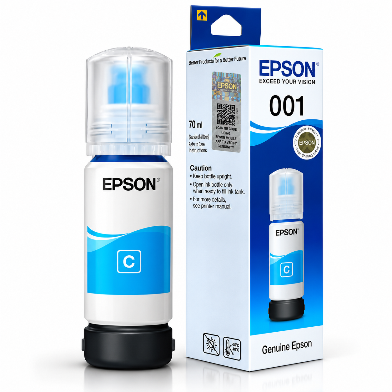 Epson 001 Cyan Genuine Inkjet Ink Bottle 70ml